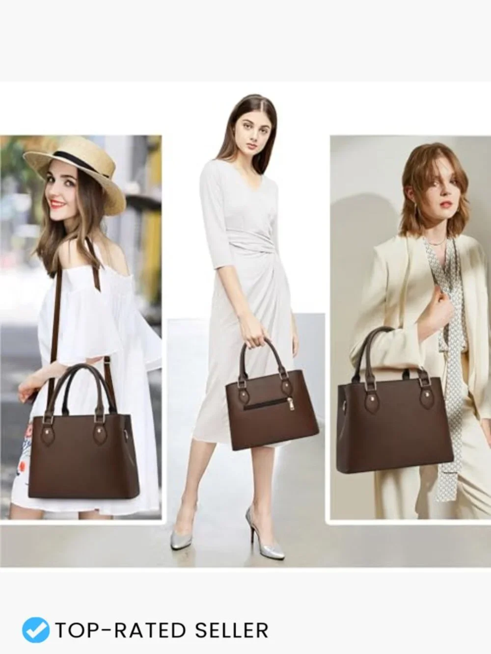 Leather Crossbody Tote Satchel Handbag Women Shoulder Bag Work Travel Purse